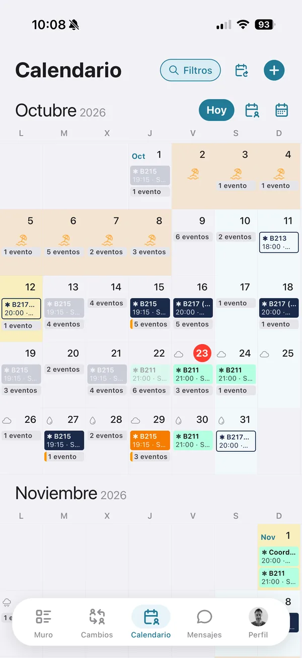 O mes, coa túa axenda