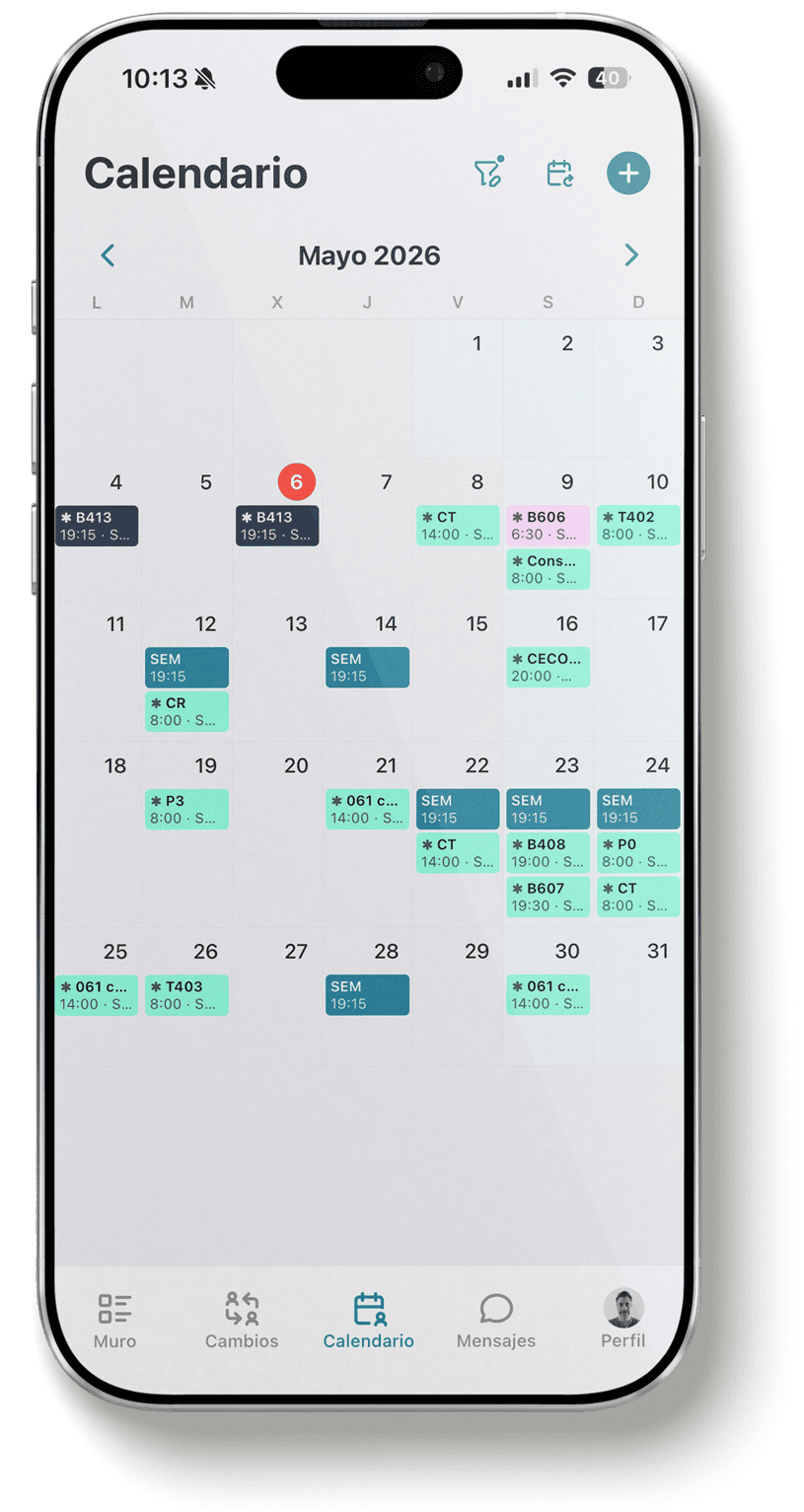 calendariiphone Calendario de turnos de trabajo en la app Torns